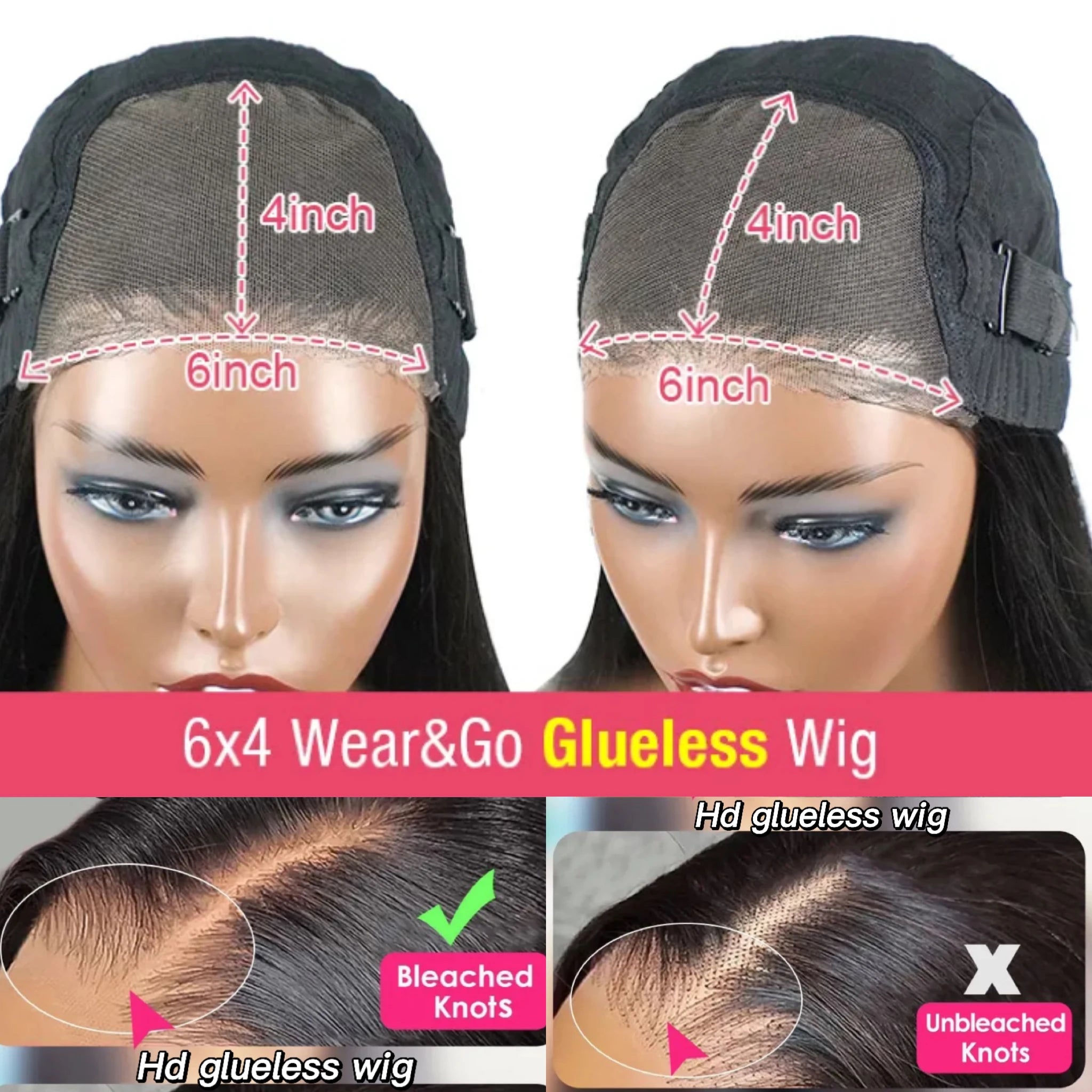 Glueless Wigs Raw Human Hair for Black Women Wear and Go Bleach Knots HD Lace Front Wig Glueless Full Hd Lace Wigs