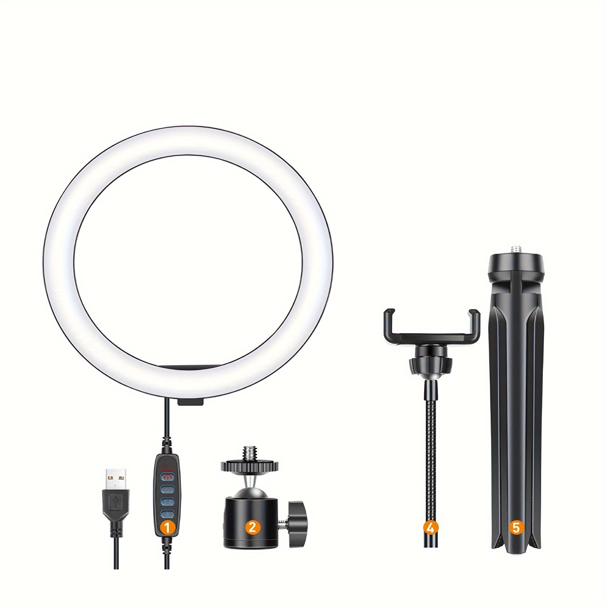 10 Inch LED Ring Light with Adjustable Tripod, Phone Holder, and Dimming Function for YouTube, Photography, Selfies, Vlog, Makeup, and Live Streaming
