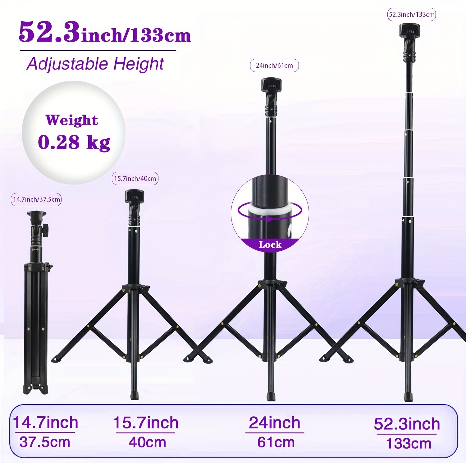 1pc 10" Ring Light With Stand 62'' Tall & Phone Holder, 38 Color Modes Selfie Ring Light With Tripod Stand, Stepless Dimmable/Speed LED Ring Light