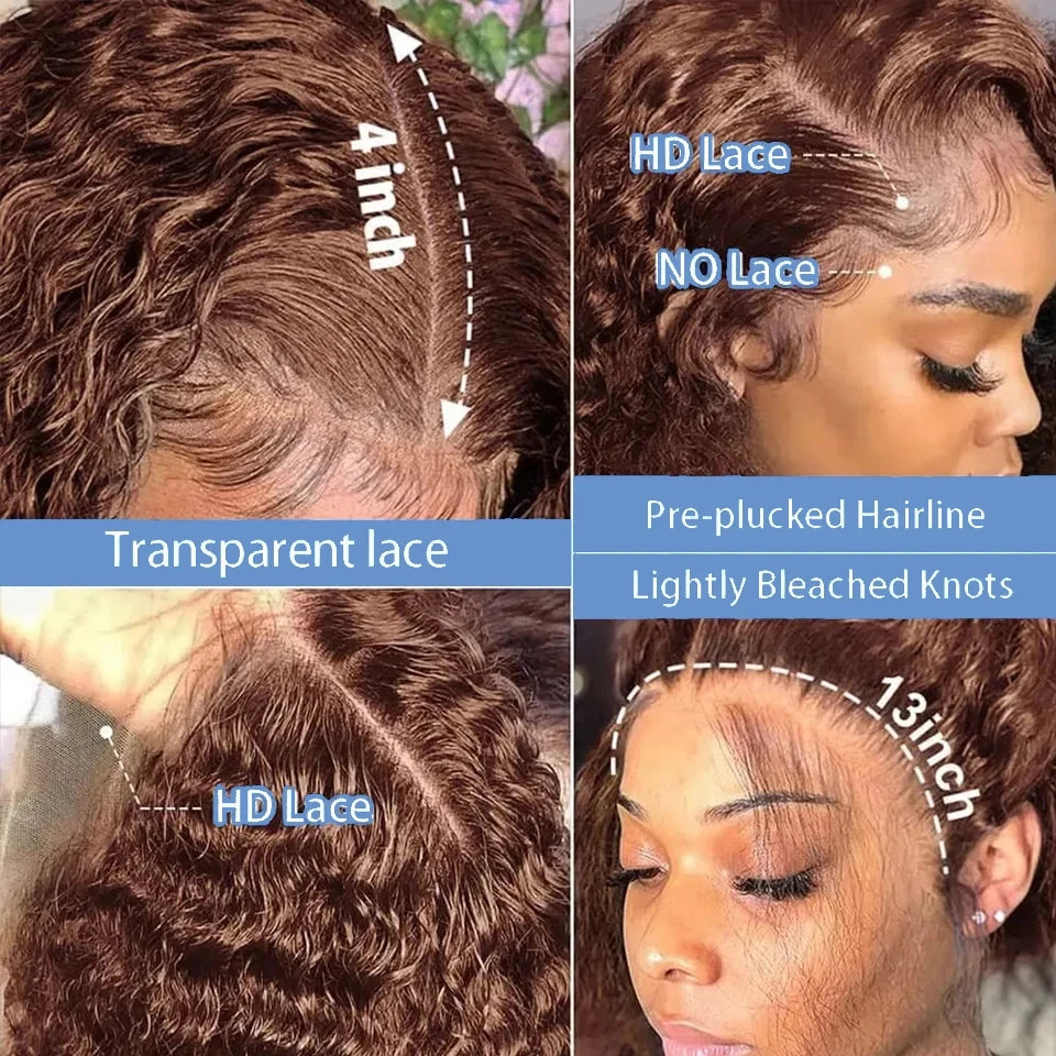 Brown Bob Wigs Jerry Curly Bob Wigs 13x4 Lace Frontal Wig Remy Human Hair Wig Deep Wave Bob Wigs Brazilian Remy Hair for Women