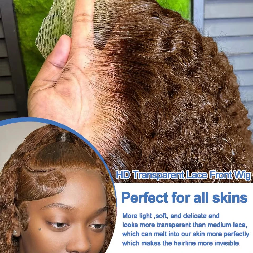 Brown Bob Wigs Jerry Curly Bob Wigs 13x4 Lace Frontal Wig Remy Human Hair Wig Deep Wave Bob Wigs Brazilian Remy Hair for Women