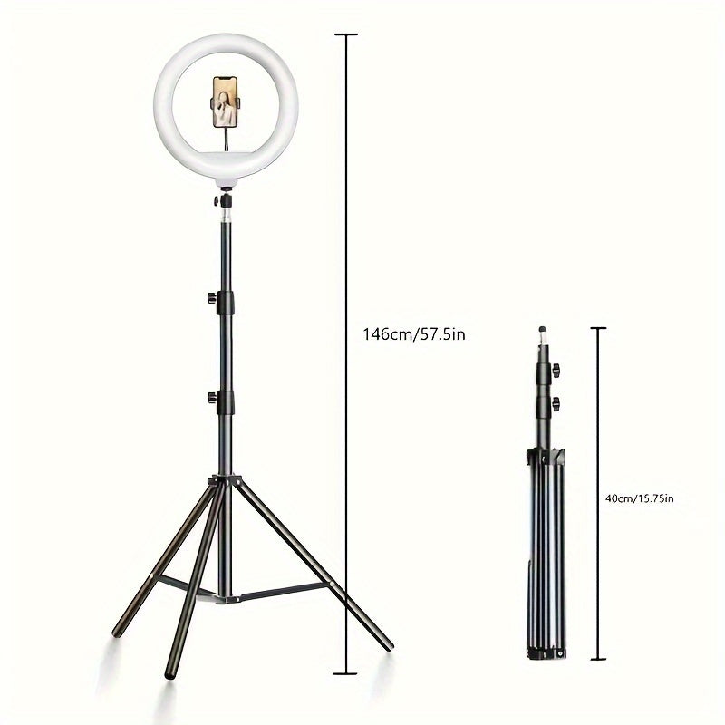 10 Inches LED Selfie Ring Light Kit - Photo & Video Kits with Flexible Tripod Stand, Phone Holder, and Adjustable Brightness for Perfect Portraits and Vlogging